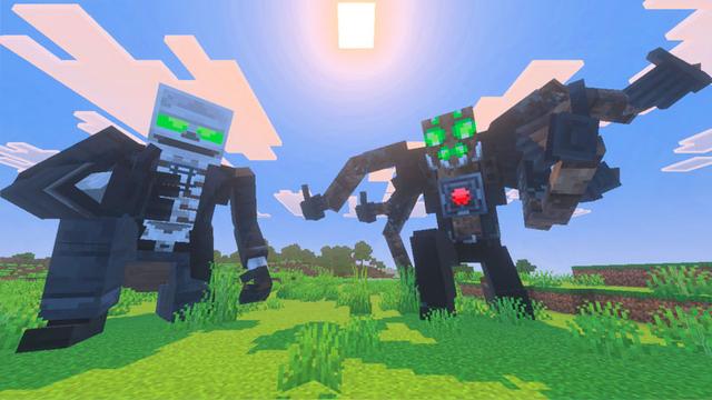 Screenshot of the Minecraft Bedrock Marketplace product Skibidi Toilet Titan Wars created by Logdotzip.