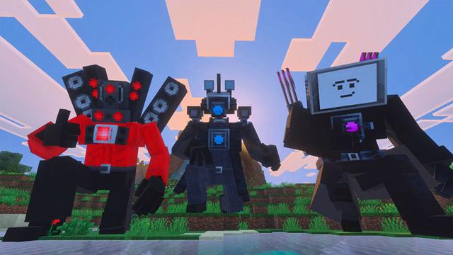 Screenshot of the Minecraft Bedrock Marketplace product Skibidi Toilet Titan Wars created by Logdotzip.