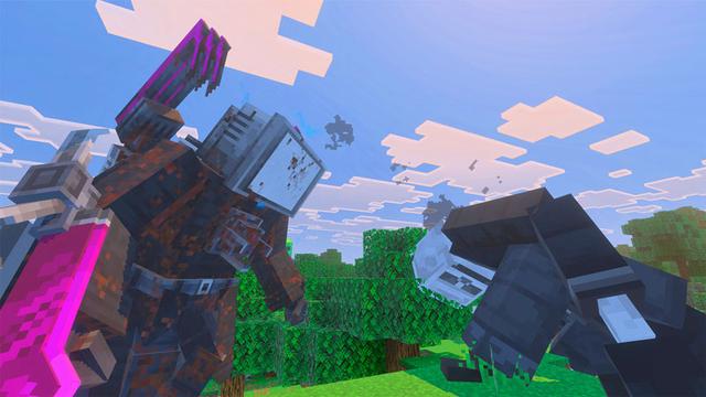 Screenshot of the Minecraft Bedrock Marketplace product Skibidi Toilet Titan Wars created by Logdotzip.