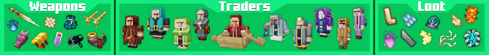 Panorama of the Minecraft Bedrock Marketplace product Trader Expansion Add-On created by Logdotzip.
