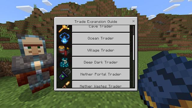Screenshot of the Minecraft Bedrock Marketplace product Trader Expansion Add-On created by Logdotzip.