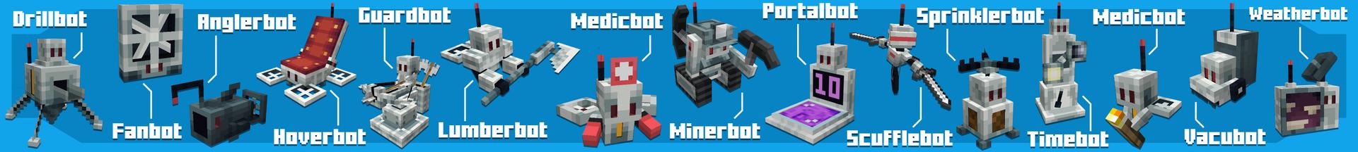 Panorama of the Minecraft Bedrock Marketplace product Utility Bots Add-On created by Logdotzip.