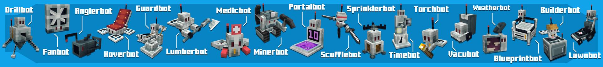 Panorama of the Minecraft Bedrock Marketplace product Utility Bots Add-On created by Logdotzip.
