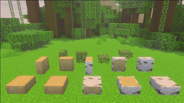 Screenshot of the Minecraft Bedrock Marketplace product Vertical Slabs Add-On created by Logdotzip.