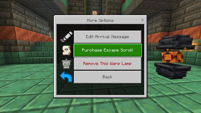 Screenshot of the Minecraft Bedrock Marketplace product Warp Lamps v1.2 Add-On created by Logdotzip.