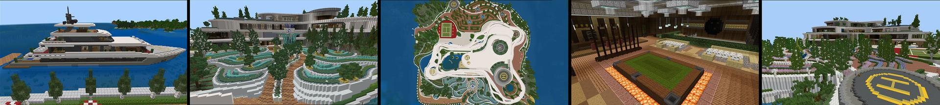 Panorama of the Minecraft Bedrock Marketplace product Mega Modern Mansion created by Lua Studios.