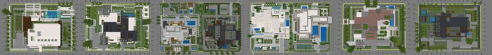 Panorama of the Minecraft Bedrock Marketplace product Modern Mansion Neighborhood! created by Lua Studios.