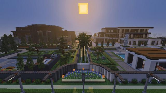 Screenshot of the Minecraft Bedrock Marketplace product Modern Mansion Neighborhood! created by Lua Studios.