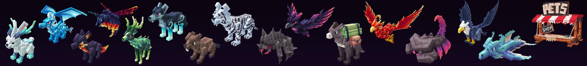 Panorama of the Minecraft Bedrock Marketplace product Mythical Pets created by Lua Studios.