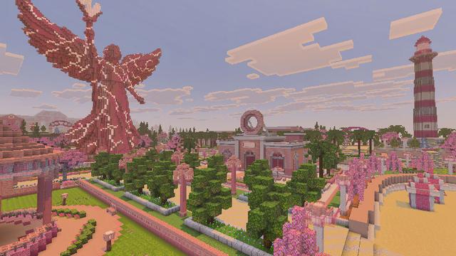 Screenshot of the Minecraft Bedrock Marketplace product Pinktopia created by Lua Studios.