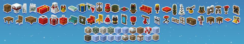 Panorama of the Minecraft Bedrock Marketplace product Christmas Furniture created by Maca Designs.