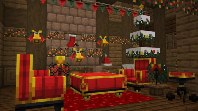 Screenshot of the Minecraft Bedrock Marketplace product Christmas Furniture created by Maca Designs.