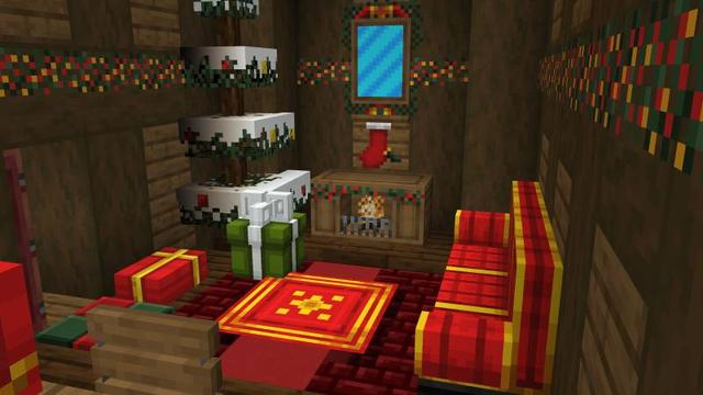 Screenshot of the Minecraft Bedrock Marketplace product Christmas Furniture created by Maca Designs.