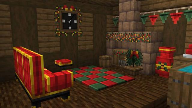 Screenshot of the Minecraft Bedrock Marketplace product Christmas Furniture created by Maca Designs.