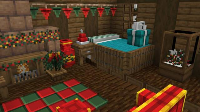 Screenshot of the Minecraft Bedrock Marketplace product Christmas Furniture created by Maca Designs.