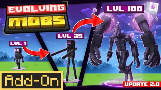 Thumbnail of the Minecraft Bedrock Marketplace product EVOLVING MOBS Add-On created by Maca Designs.