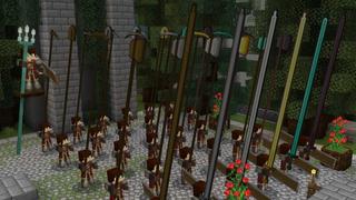 Screenshot of the Minecraft Bedrock Marketplace product Long Weapons created by Maca Designs.
