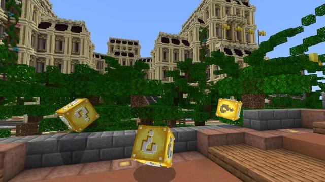 Screenshot of the Minecraft Bedrock Marketplace product Lucky Block Palace created by Maca Designs.
