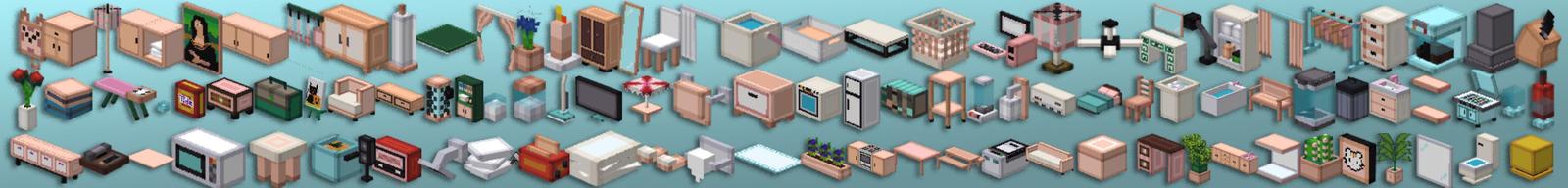 Panorama of the Minecraft Bedrock Marketplace product NEKO FURNITURE created by Maca Designs.