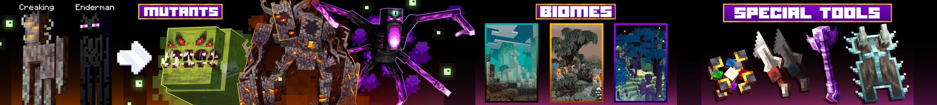 Panorama of the Minecraft Bedrock Marketplace product The Corrupted Wilds Add-On created by Maca Designs.