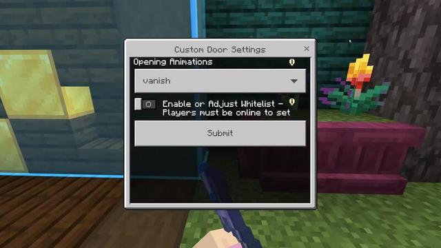 Screenshot of the Minecraft Bedrock Marketplace product ULTIMATE SECRET DOORS Add-On created by Maca Designs.
