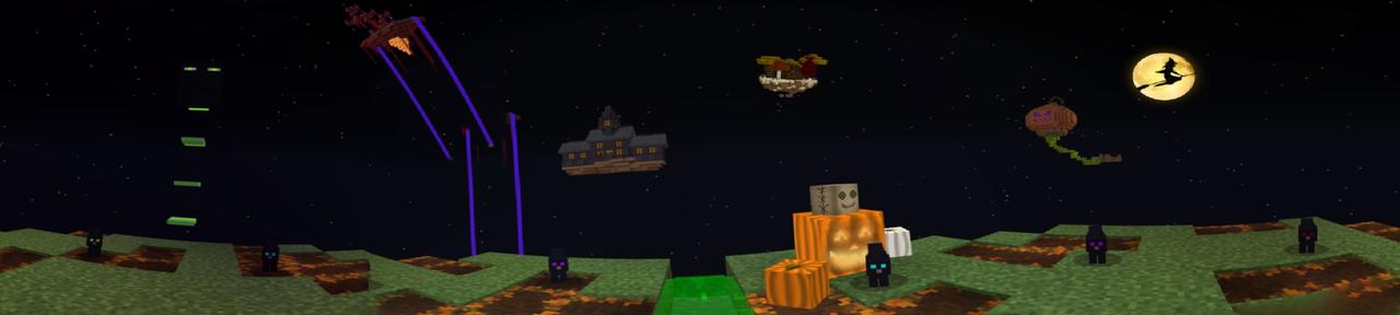 Panorama of the Minecraft Bedrock Marketplace product Halloween Skyblock created by Magefall.