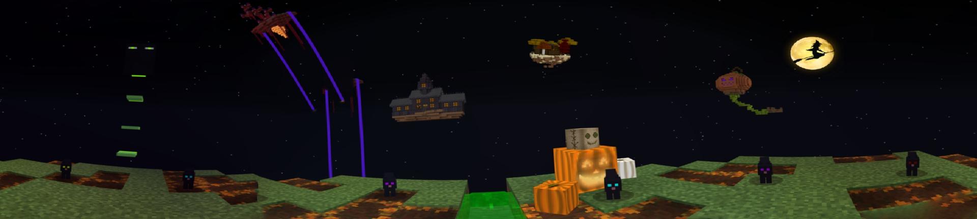 Panorama of the Minecraft Bedrock Marketplace product Halloween Skyblock created by Magefall.