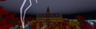 Panorama of the Minecraft Bedrock Marketplace product Haunted Mega Mansion created by Magefall.