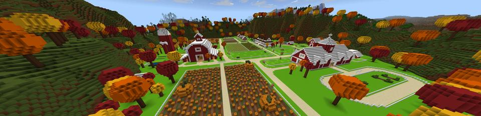 Panorama of the Minecraft Bedrock Marketplace product Learn all about: Farms created by Magefall.