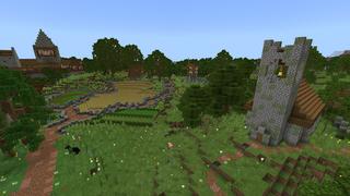 Screenshot of the Minecraft Bedrock Marketplace product Survival Spawn: Rivershire created by Magefall.