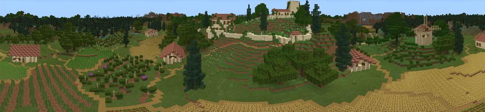Panorama of the Minecraft Bedrock Marketplace product Tuscan Homestead created by Magefall.