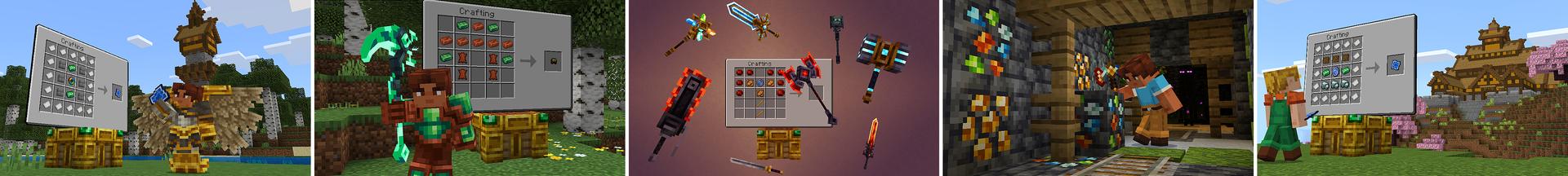 Panorama of the Minecraft Bedrock Marketplace product Bigger Crafting Add-On created by Maker Camp srls.