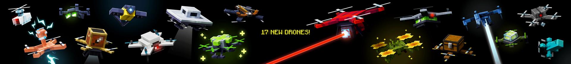 Panorama of the Minecraft Bedrock Marketplace product Drones Add-On created by Maker Camp srls.