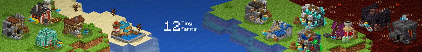 Panorama of the Minecraft Bedrock Marketplace product Tiny Farms Add-On created by Maker Camp srls.