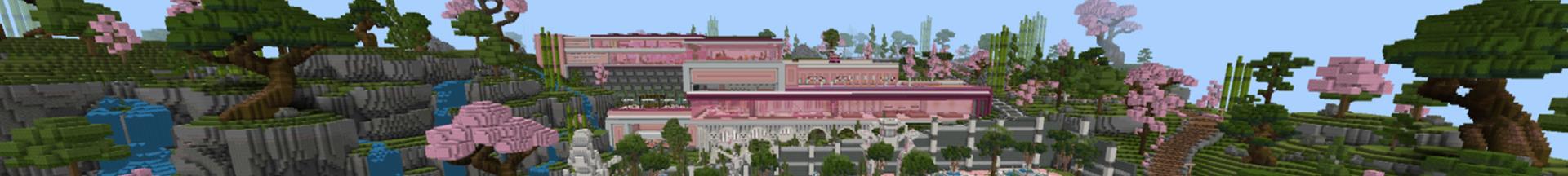 Panorama of the Minecraft Bedrock Marketplace product Billionaire's Pink Mansion created by ManaLabs Inc.