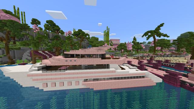 Screenshot of the Minecraft Bedrock Marketplace product Billionaire's Pink Mansion created by ManaLabs Inc.
