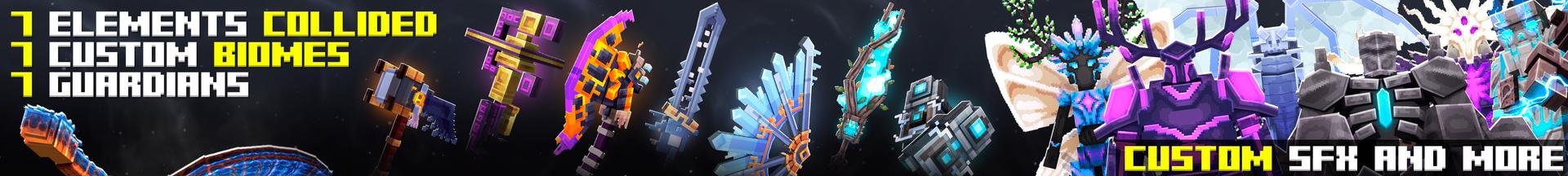 Panorama of the Minecraft Bedrock Marketplace product Elemental Worlds Collide created by Master Duckies.