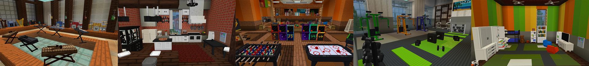 Panorama of the Minecraft Bedrock Marketplace product Modern Furniture Plus created by FireGames.