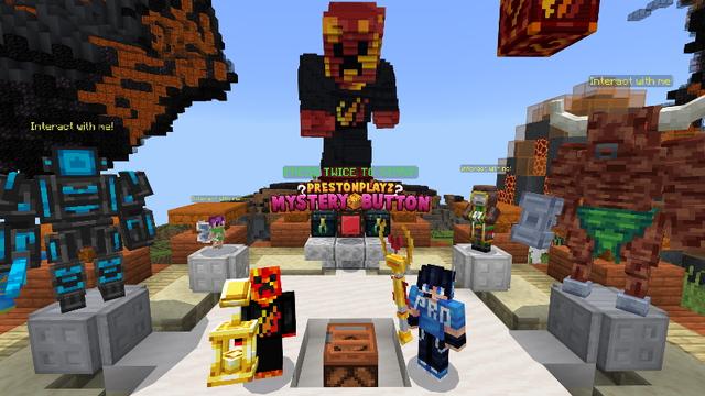 Screenshot of the Minecraft Bedrock Marketplace product PrestonPlayz Mystery Button created by FireGames.