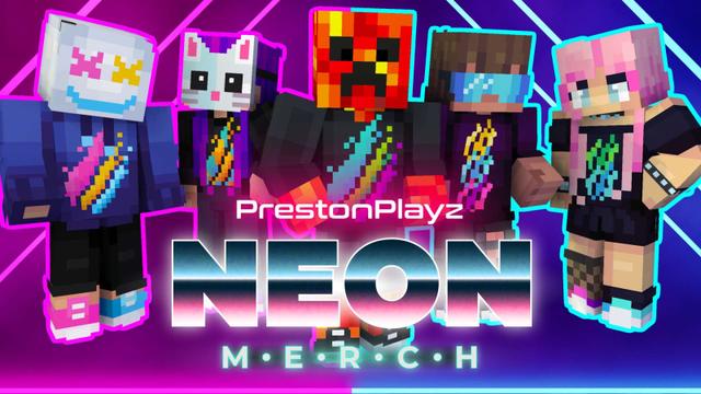 Thumbnail of the Minecraft Bedrock Marketplace product PrestonPlayz Neon Merch created by FireGames.