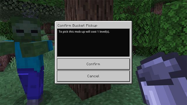 Screenshot of the Minecraft Bedrock Marketplace product Buckets+ Add-On created by MelonBP.