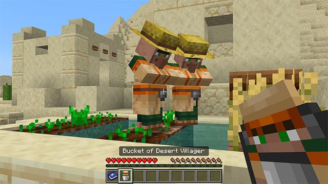 Screenshot of the Minecraft Bedrock Marketplace product Buckets+ Add-On created by MelonBP.