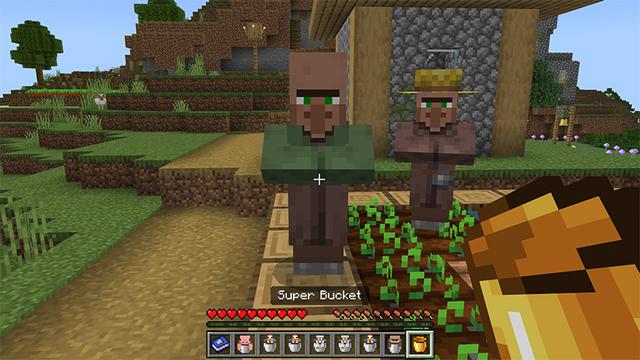 Screenshot of the Minecraft Bedrock Marketplace product Buckets+ Add-On created by MelonBP.
