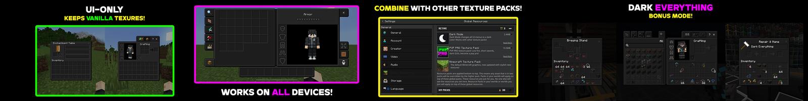 Panorama of the Minecraft Bedrock Marketplace product Dark Mode created by MelonBP.