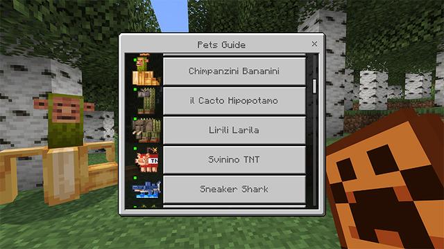 Screenshot of the Minecraft Bedrock Marketplace product PETS Add-On created by MelonBP.