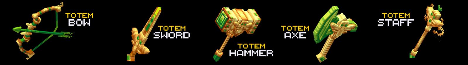 Panorama of the Minecraft Bedrock Marketplace product Totem Weapons created by MelonBP.