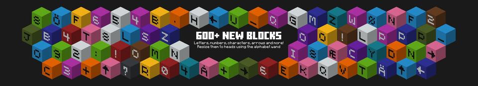 Panorama of the Minecraft Bedrock Marketplace product Alphabet Blocks Add-On created by Meraki.