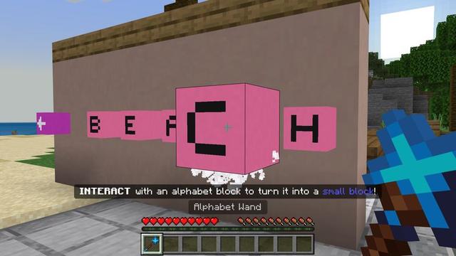 Screenshot of the Minecraft Bedrock Marketplace product Alphabet Blocks Add-On created by Meraki.
