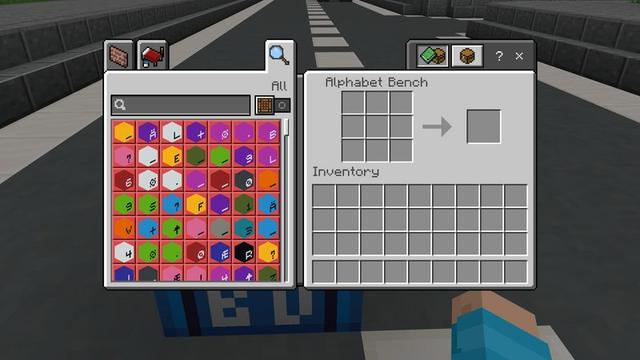 Screenshot of the Minecraft Bedrock Marketplace product Alphabet Blocks Add-On created by Meraki.