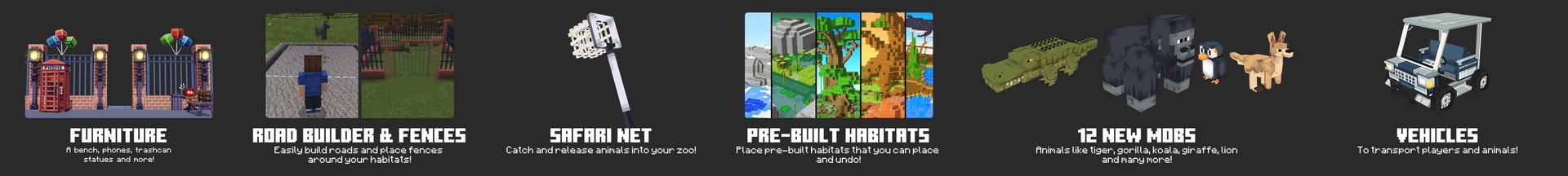 Panorama of the Minecraft Bedrock Marketplace product Zoo Builder Add-On created by Meraki.